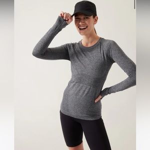 ATHLETA Momentum Seamless Long Sleeve Top - heather grey